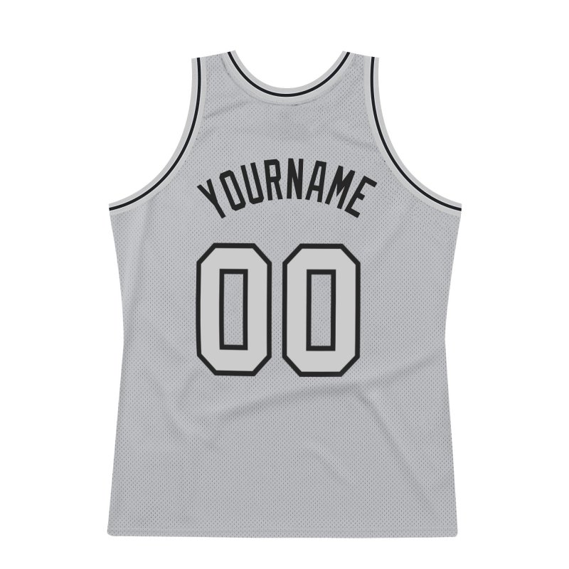 Men's Custom Silver Gray Silver Gray-Black Authentic Throwback Basketball Jersey