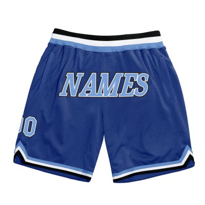 Men's Custom Royal Light Blue-White Authentic Throwback Basketball Shorts