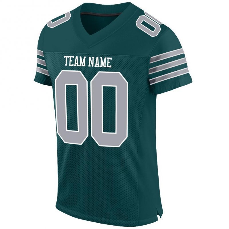 Men's Custom Midnight Green Gray-White Mesh Authentic Football Jersey