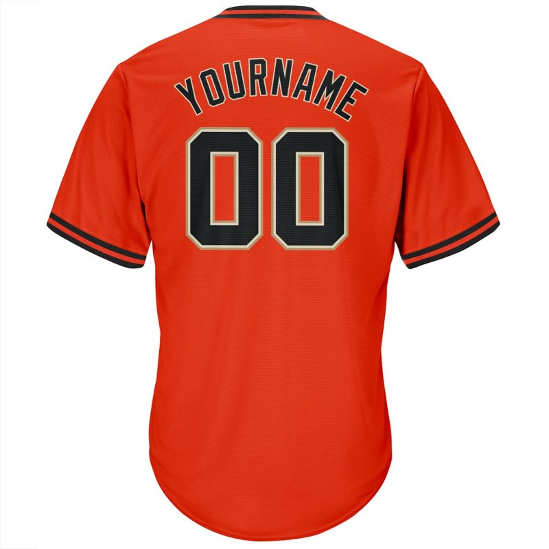 Men's Custom Orange Black-Old Gold Authentic Throwback Rib-Knit Baseball Jersey Shirt