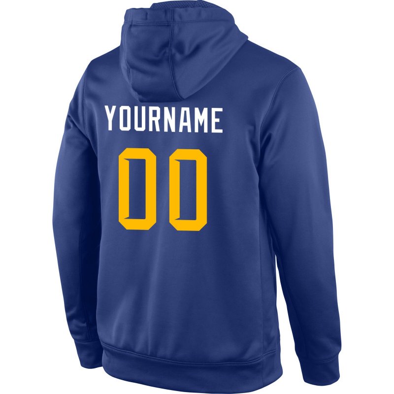 Men's Custom Stitched Royal Gold-White Sports Pullover Sweatshirt Hoodie