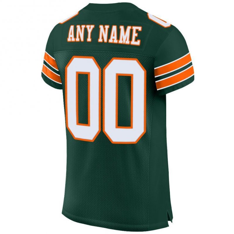 Men's Custom Green White-Orange Mesh Authentic Football Jersey