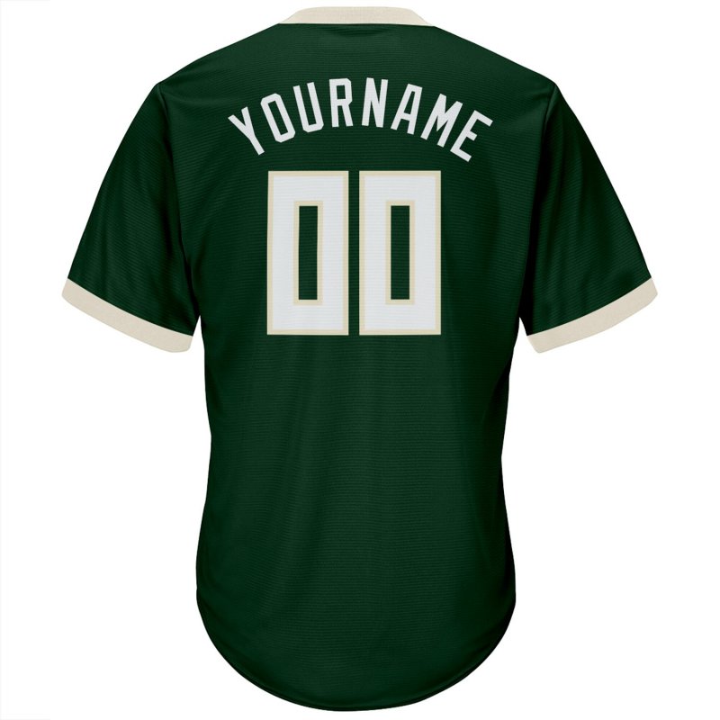 Men's Custom Green White-Cream Authentic Throwback Rib-Knit Baseball Jersey Shirt