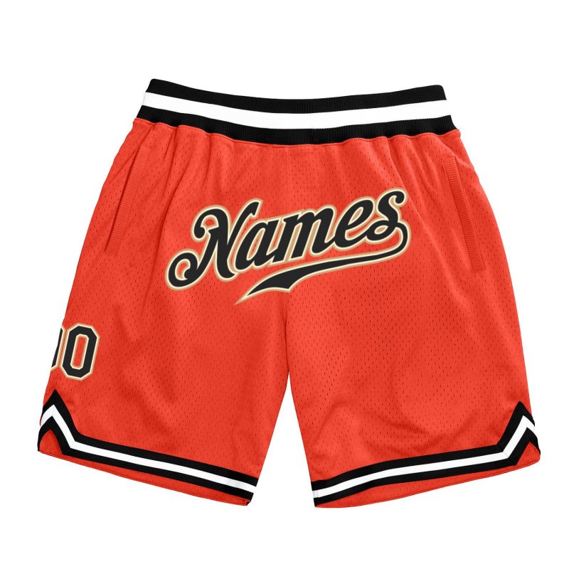 Men's Custom Orange Black-Old Gold Authentic Throwback Basketball Shorts