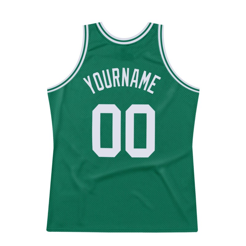 Men's Custom Kelly Green White Authentic Throwback Basketball Jersey