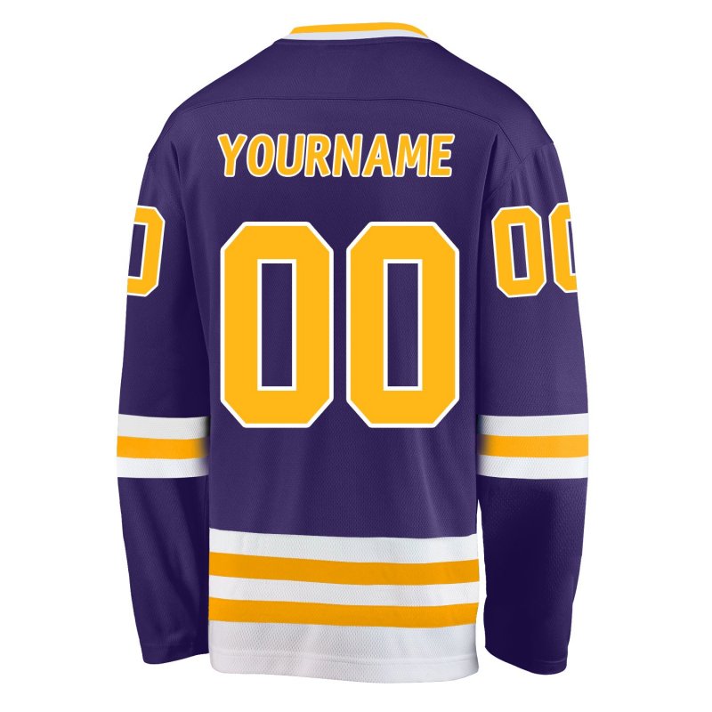 Men's Custom Purpled Gold-White Hockey Jersey