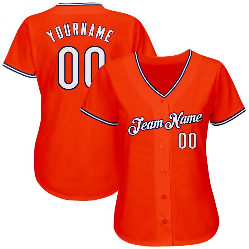 Men's Custom Orange White-Navy Authentic Baseball Jersey