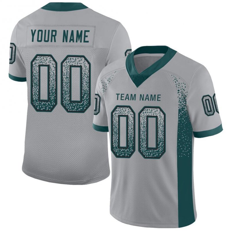 Men's Custom Light Gray Midnight Green-Black Mesh Drift Fashion Football Jersey