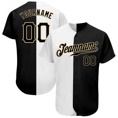 Men's Custom White-Black Vegas Gold Authentic Split Fashion Baseball Jersey