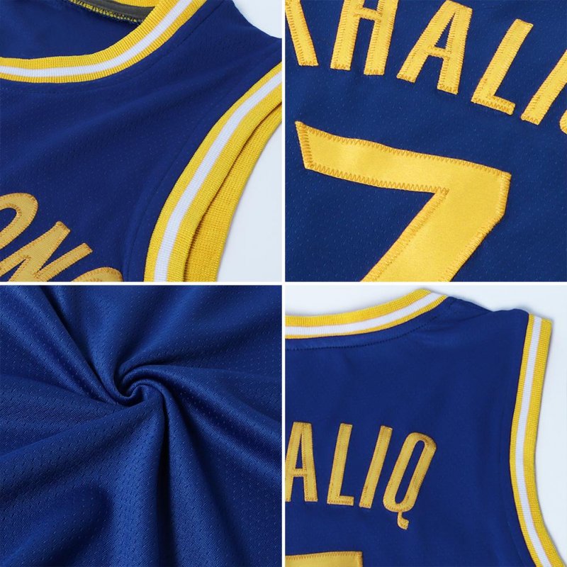 Men's Custom Royal Royal-Old Gold Authentic Throwback Basketball Jersey