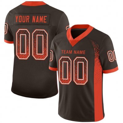 Men's Custom Brown Orange-White Mesh Drift Fashion Football Jersey